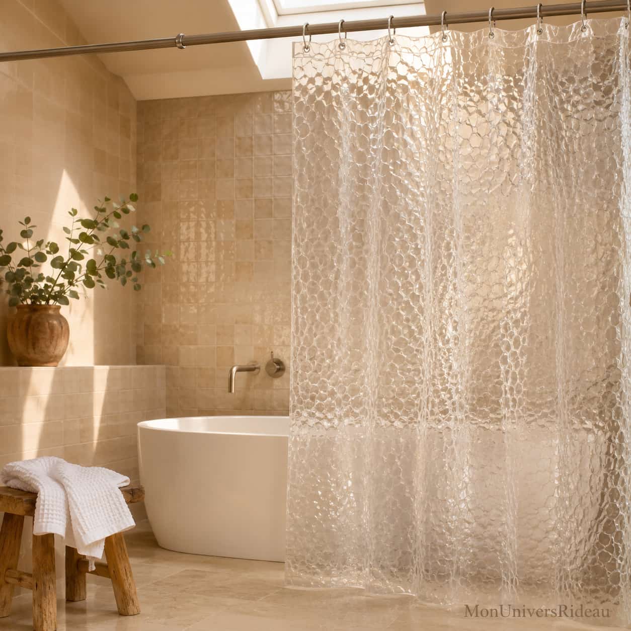 Rideau de Douche Effet Galets Transparent