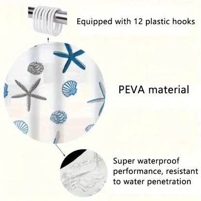 Detail impression etoiles mer rideau douche Coralia