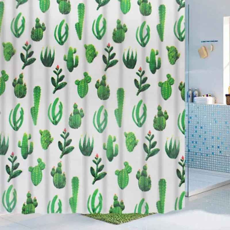 Rideau douche cactus impermeable PEVA Cactovia 180x180 MonUniversRideau