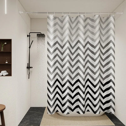 Rideau douche chevron noir blanc PEVA motif zigzag MonUniversRideau