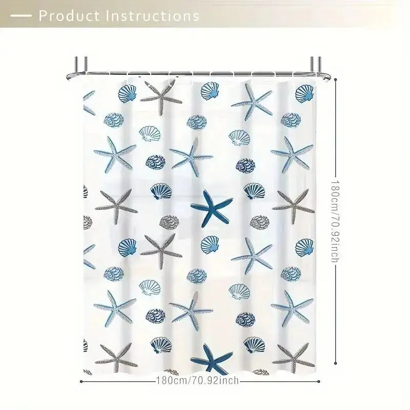 Rideau de douche bord de mer pose salle de bain Coralia