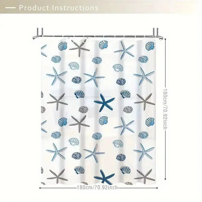 Rideau de douche bord de mer pose salle de bain Coralia