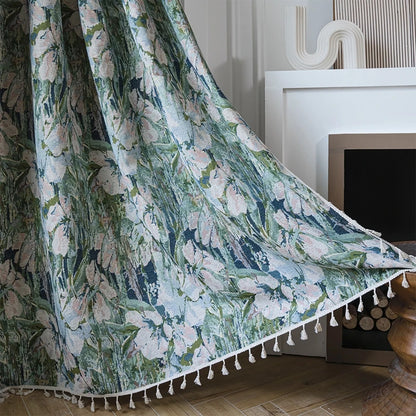 Rideau jacquard franges couleur naturelle MonUniversRideau