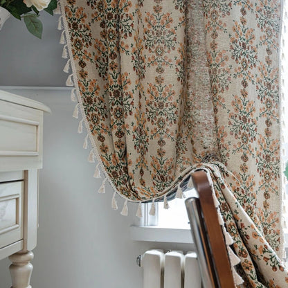 Rideau jacquard franges campagne Bohemia salon MonUniversRideau