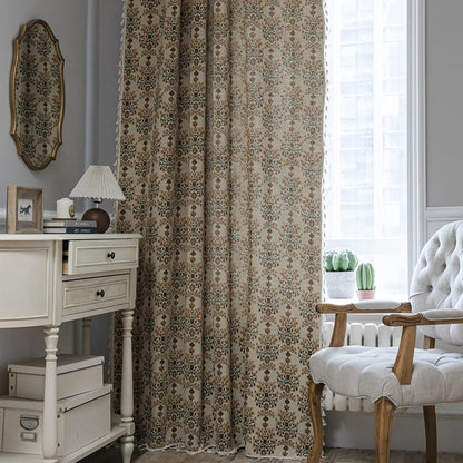 Detail tissu jacquard imprime rideau boheme MonUniversRideau