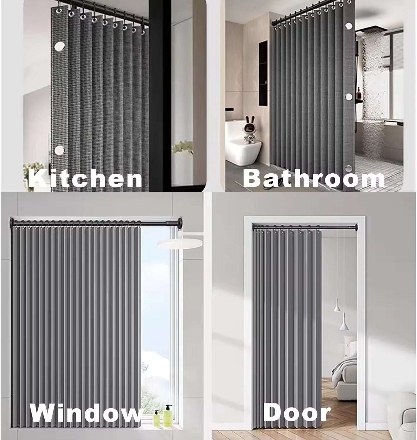 Rideau de douche Lineova pliage accordeon ouvert baignoire MonUniversRideau