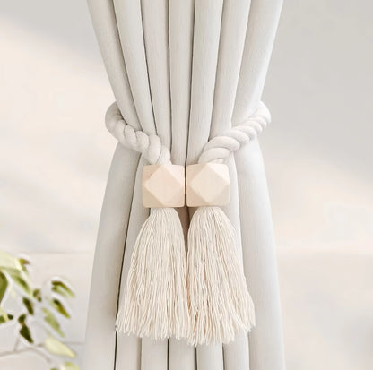 Embrasse rideau artisanale coloris beige brun detail MonUniversRideau