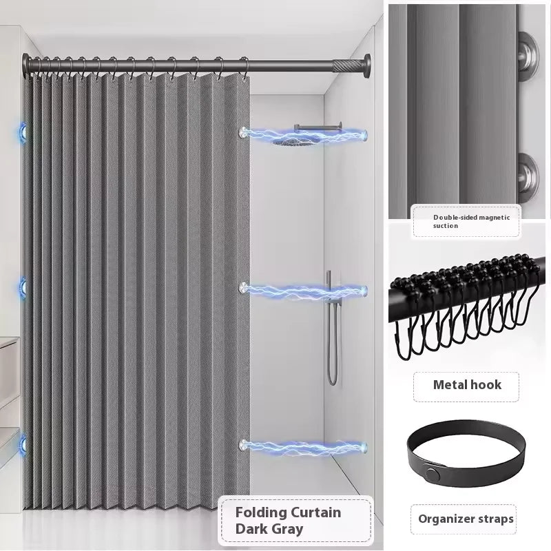 Rideau douche magnetique plisse vue interieure douche italienne MonUniversRideau