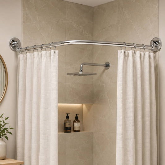 Tringle de douche d’angle sans perçage, Arcora