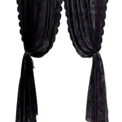 Voilage dentelle noire tete tunnel style baroque MonUniversRideau