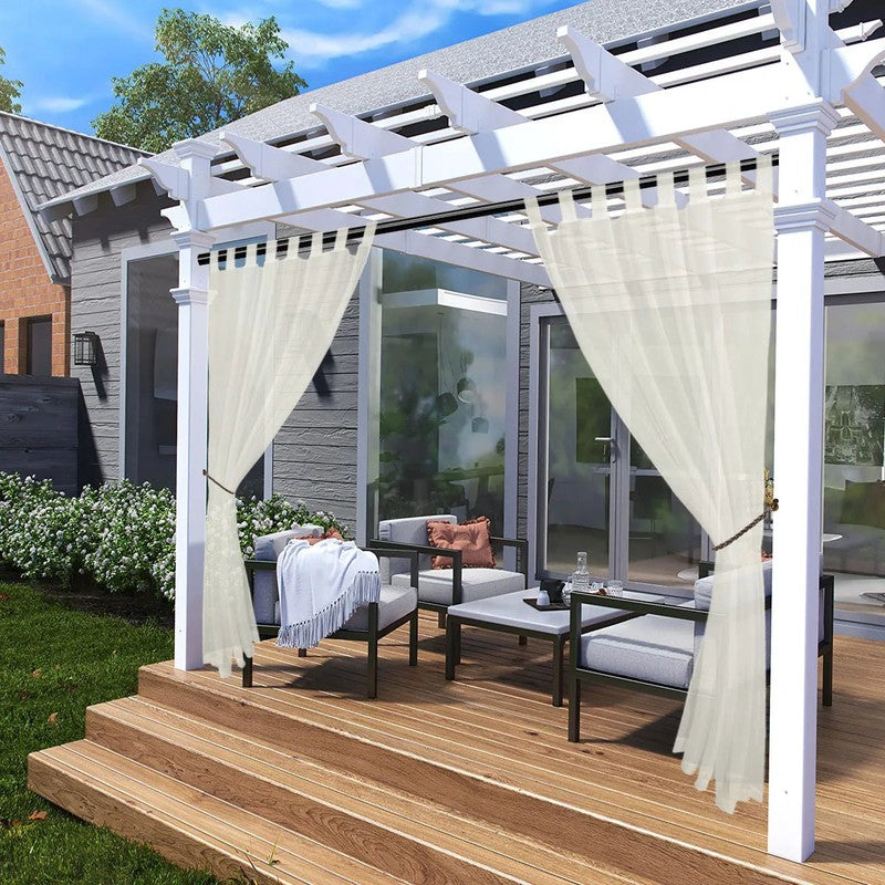 Voilage blanc naturel outdoor fixation tringle MonUniversRideau
