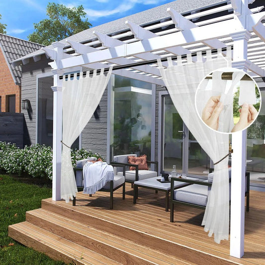 Voilage exterieur sans percage Terrazza blanc pergola MonUniversRideau