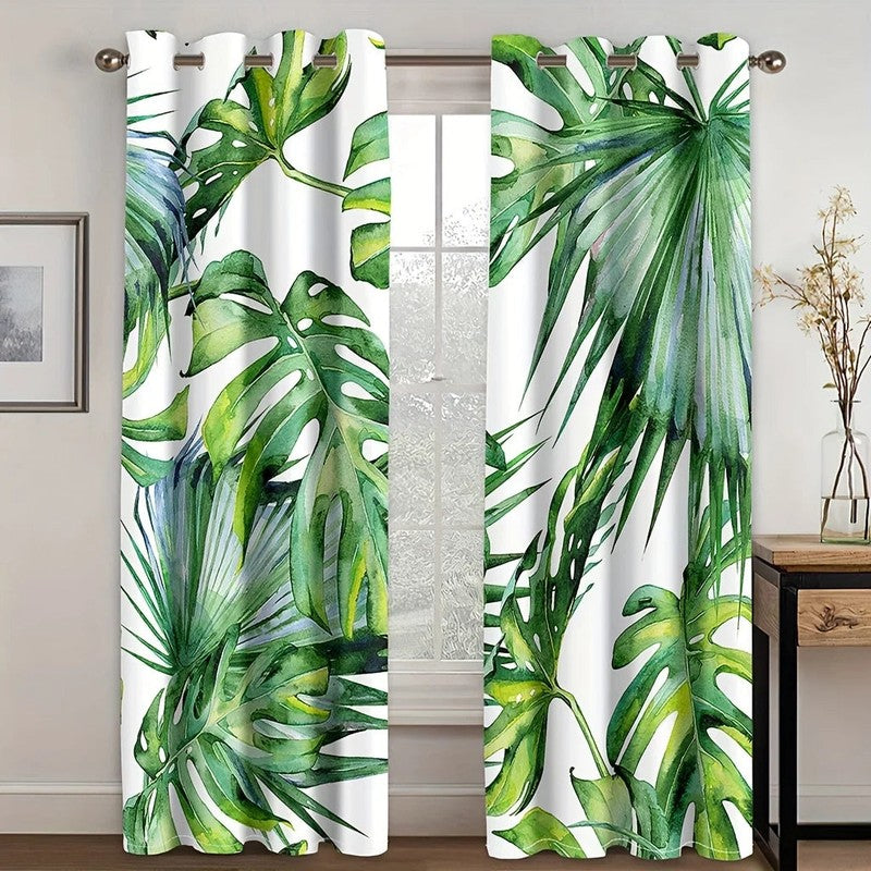 Detail imprime monstera vert voilage Folia MonUniversRideau