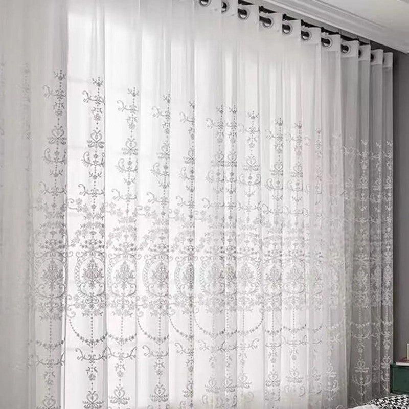 Voilage tulle arabesques florales baroque Aralea blanc ecru MonUniversRideau