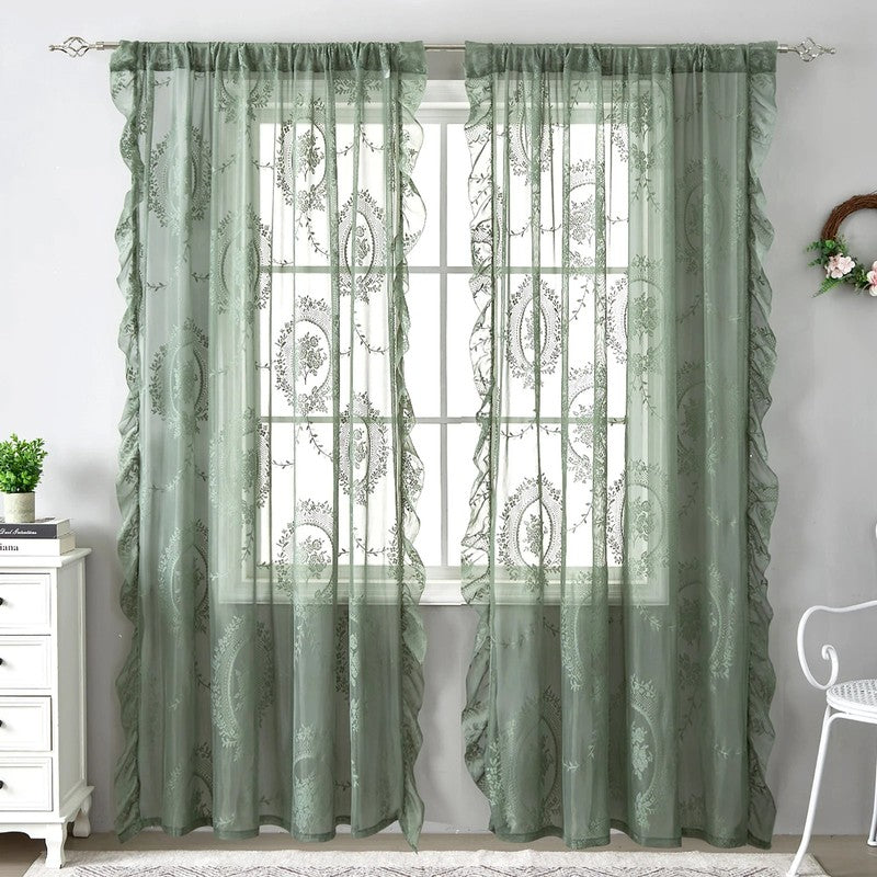 Voilage tulle vert sauge style coreen pastoral MonUniversRideau
