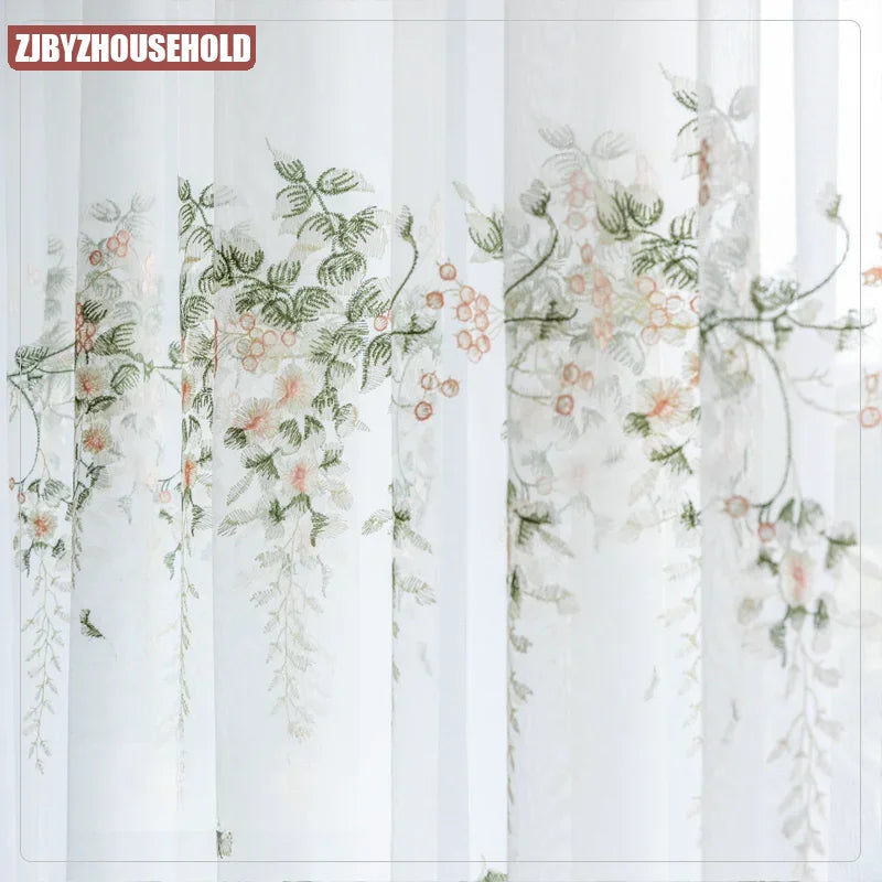 Voilage brode floral balcon Vignelia blanc ivoire MonUniversRideau