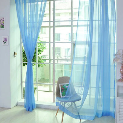 Voilage bleu transparent 200cm tete coulissante, MonUniversRideau