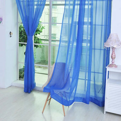 Voilage transparent bleu paon fenetre francaise, MonUniversRideau