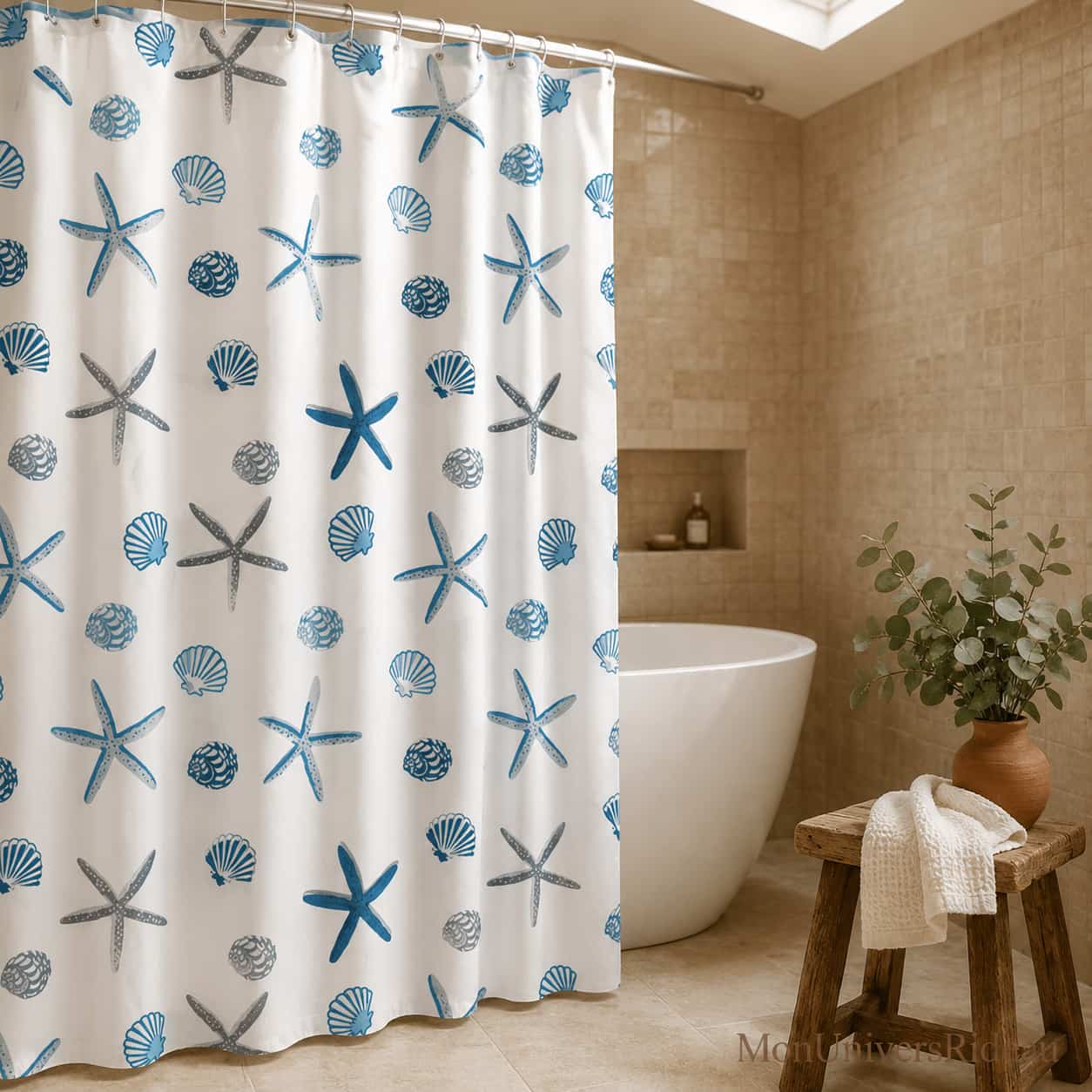 Rideau de Douche Étoiles de Mer Coquillages Coralia MonUniversRideau