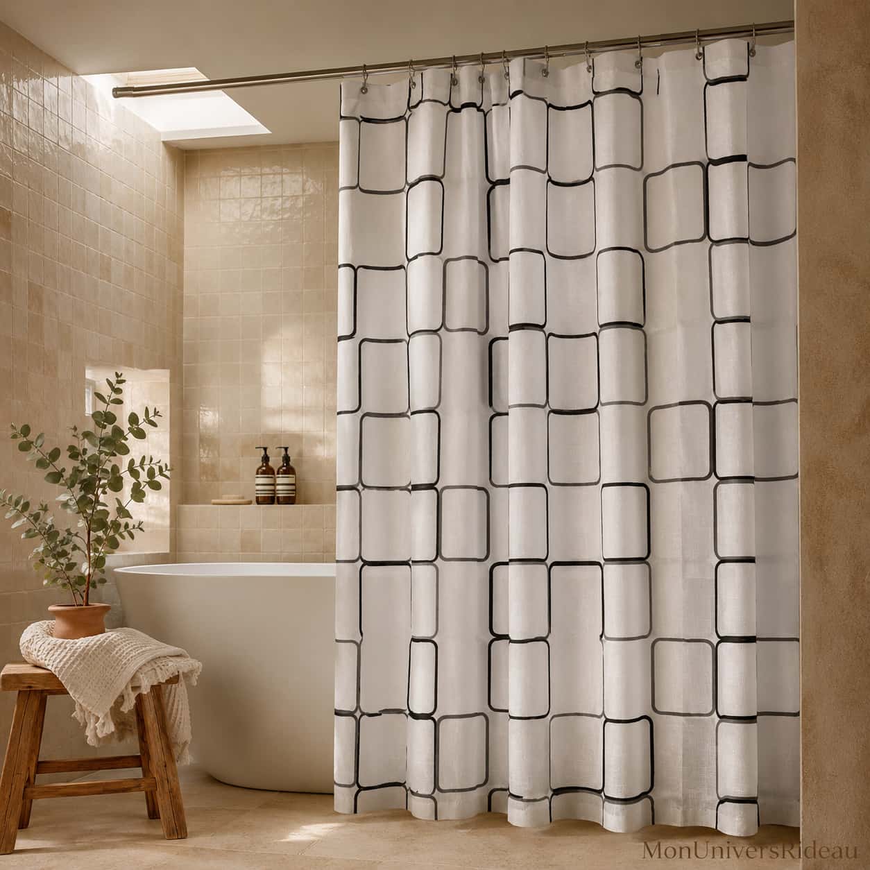 Rideau de Douche Carrés Imperméable Quadriva MonUniversRideau