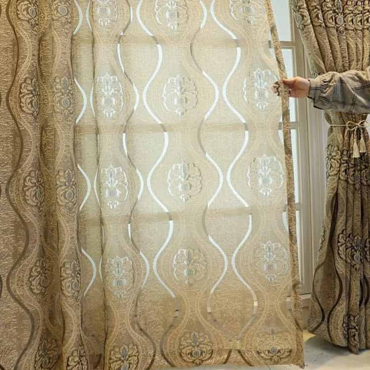 Rideau jacquard baroque dore arabesques salon Palazzio MonUniversRideau